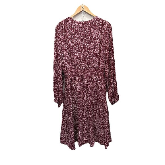 Draper James RSVP Floral Dress Burgundy Wrap Smocked Waist Midi XXL Plus Size - Picture 2 of 10
